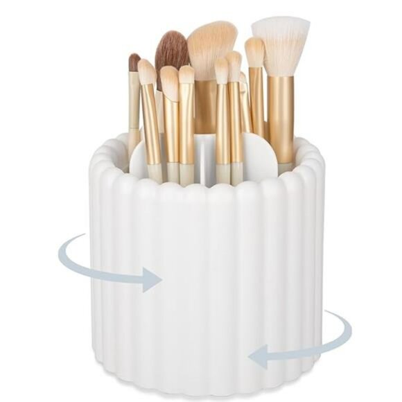 Rotating Makeup Brush Holder Organizer 7 Slot Spinning Vanity Storage - Picture 8 of 8